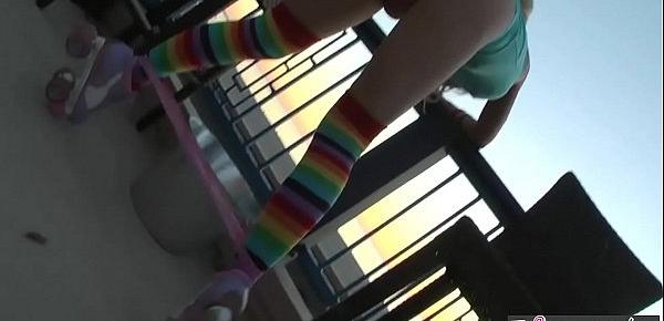  Roller teen (Heather Vandeven) shows off her pigtails and socks - Twistys